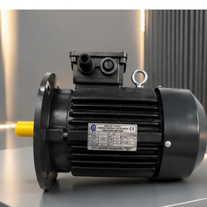 Motor Eléctrico de Montaje en Brida para Trabajo Pesado, Industrial, de Inducción, con Carcasa Negra y Eje de Transmisión para Potencia - Product Image 5