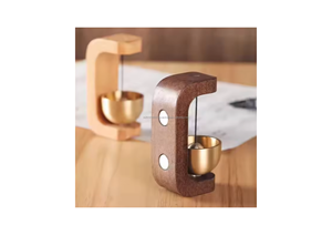 Moderne décoratif suspendu Jingle Bell porte ouverte carillon mignon magnétique sonnette décoration de la maison montage mural en laiton bois artisanat - Product Image 2