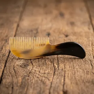 Peigne en corne de buffle de haute qualité, anti-statique, à dents lisses, imitation antique polie, durable, artisanat naturel, peigne à barbe - Product Image 5