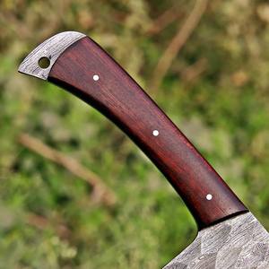 Couteau à hacher artisanal en acier Damas Nordic Forge, manche en bois de rose, lame pleine longueur, étui en cuir, couteaux à hacher personnalisables - Product Image 4