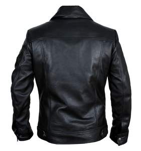 Chaqueta de cuero genuino para hombre, piel de vaca, con cremallera, estilo motero, impermeable, transpirable, resistente al viento, con logo personalizado - Product Image 2