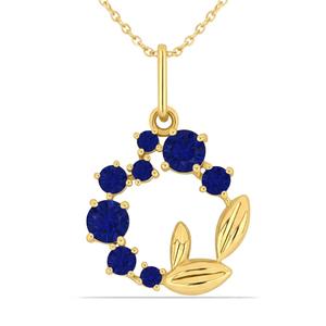 Collar de Oro Sólido de 14k con Colgante de Zafiro Azul Natural de Corte Redondo con Engaste de Bisel, Regalo para Ella - Product Image 2