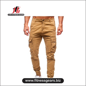 กางเกงคาร์โก้ลำลองเอวยางยืดบุขนแกะกันยับสำหรับผู้ชาย JUST FITNESS GEARS ผลิตจากโพลีเอสเตอร์/ผ้าฝ้ายผสม แห้งเร็ว ระบายอากาศได้ดี - Product Image 1