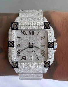 Reloj mecánico cuadrado de lujo para hombre, de acero inoxidable, con esfera de moissanita y función de fecha automática - Product Image 1