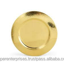 จานชาร์จโลหะสำหรับเสิร์ฟอาหารดีไซน์ใหม่ล่าสุดพร้อมขอบอุปกรณ์รับประทานอาหารแผ่นโลหะสำหรับชาร์จสีทอง - Product Image 6