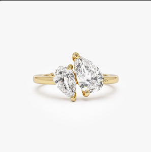 Anillo de Compromiso de Oro Amarillo de 14K con Diamante Cultivado en Laboratorio con Corte de Pera Vintage, Certificado por IGI, para Aniversario - Product Image 1