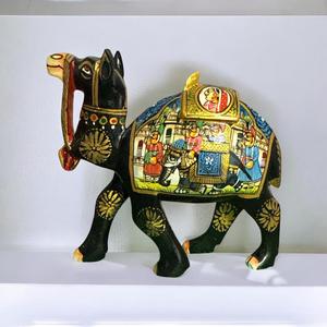 งานฝีมือนิรมลา รูปปั้นม้าอูฐไม้ลายจาลี วาดด้วยมือแบบดั้งเดิม |   รูปแกะสลักสัตว์แบบอินเดียที่เป็นมิตรกับสิ่งแวดล้อม - Product Image 2