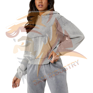 Cotton Fleece Fabric Winter Pullover Streetwear <b>Drop</b> Shoulder Hoodies New Style Women's High Quality Hoodies - Product Image 3