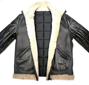 Premium <b>Men's</b> Leather <b>Shearling</b> <b>Jacket</b> Genuine Sheepskin Fur Winter Aviator Coat Warm Biker Outerwear Elegant Classic Fit - Product Image 1