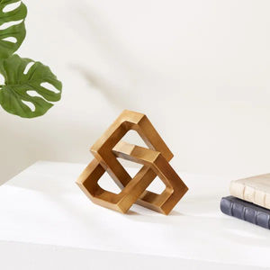 Vente Flash : Sculpture Géométrique Abstraite Dorée Faite à la Main en Aluminium pour Décoration Artistique Moderne de Bureau, Table, Cérémonie de Remise des Diplômes et Anniversaire - Product Image 2