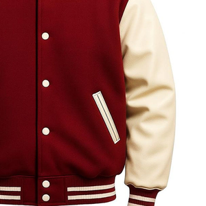 Chaqueta Universitaria Premium de Color Granate y Blanco para Fraternidad |   Cintas Bordadas Auténticas de Lana Estilo Letterman |   Béisbol Personalizado para Hombre de Invierno - Product Image 3