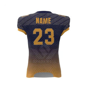 Custom <b>Men's</b> Gradient Navy Gold Football Jersey Set V Neck Breathable 100% Polyester Summer Sports Uniform Front Custom Number - Product Image 5