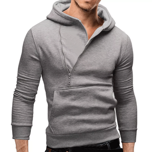 Sudadera con capucha personalizada para hombre, de algodón grueso, estilo oversize, con cremallera media, forro polar, estilo urbano, con bolsillo canguro - Product Image 5