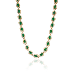 Collar de Tenis con Diseño Exclusivo de Alta Calidad, con Esmeraldas de Zambia y Diamantes, en Oro Amarillo de 14K, Último Diseño en Joyería Nupcial - Product Image 5