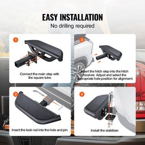 Strong Steel 2-Inch Receiver Hitch <b>Step</b> with 350 LBS Load Capacity Rear Bumper Guard <b>Protector</b> Pin Lock Impressive Hitch Mounts - Product Image 6