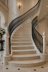 ราวบันไดเหล็กหล่อสีขาวสไตล์โมเดิร์นแบบเกลียว พร้อมแกนแกะสลัก สำหรับติดตั้งในห้องนอนและบันไดภายในอาคาร - Product Image 6