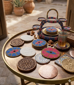 Luxury Floral Beaded <b>Coaster</b> Handmade Purple Gold Embroidered <b>Drink</b> <b>Coaster</b> Designer Table Decor Elegant Gift Unique Handmade - Product Image 3