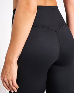 Seamless Women's High Waist Full Length Yoga <b>Leggings</b> Solid Black <b>Flared</b> Leg Elastic Waist Spandex Nylon Fitness Workout Pants - Product Image 5