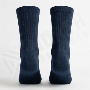 Five <b>Toe</b> Crew <b>Socks</b> Solid Navy Blue Knitted Breathable Casual Adult <b>Socks</b> - Product Image 2