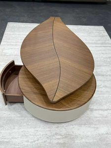Mesa de Centro Moderna de Madera con Forma de Hoja, con Almacenamiento y Base de Metal, Muebles para Sala de Estar - Product Image 2
