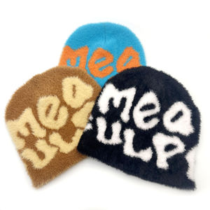 Bonnet en mohair personnalisé avec logo – Bonnet d'hiver de haute qualité, chaud, pour l'extérieur, style pêcheur, streetwear - Product Image 1