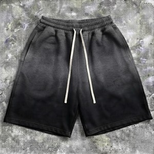 Premium Men's Charcoal Black Gradient <b>Fleece</b> <b>Shorts</b> Elastic Waist Drawstring Cotton Blend Casual Streetwear Summer Wear - Product Image 4