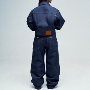 Manufacturers Custom High Quality Denim Tracksuit Raw Selvedge Jeans Jacket and Jean <b>Pant</b> Heavyweight Oversized Denim Set - Product Image 5