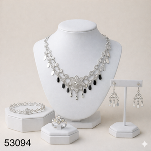 Elegante Juego de Collar y Pendientes de Mujer con Diseño de Hoja, Chapado en Oro y Circonitas, Cadena de Cuerda de 16 Pulgadas, Modelo 53107 - Product Image 6