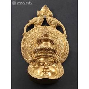 Hecho a mano de latón de 7 pulgadas Kathakali cara colgante de pared artículo de decoración del hogar hecho en La India artículo hecho a mano - Product Image 4