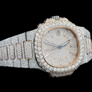 Reloj de Diseño de Alta Gama con Diamantes de Cuarzo, Unisex, Redondo, con Moissanita, Totalmente Cubierto de Diamantes, con Fecha Automática, Estilo Hip Hop - Product Image 4