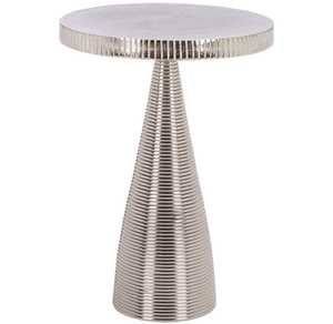 Mesa Auxiliar Moderna de Metal, Diseño Atemporal, con Tapa Redonda y Base Decorativa Acanalada, para Muebles de Sala - Product Image 2