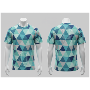 T-shirt en tricot à manches courtes pour homme, col rond, imprimé par sublimation à motifs géométriques, respirant, coupe décontractée - Product Image 1