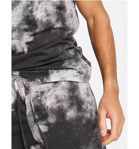 Printed Plus Size Unisex Sets Custom Logo Print 2 Piece Cotton <b>Polyester</b> <b>Tie</b> Dye Short Set Summer O Neck T Shirt Set For Men - Product Image 3