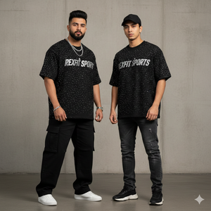 เสื้อยืดประดับเพชรทั่วตัว พิมพ์ลายโลโก้ตามสั่ง ขายส่ง เสื้อผ้าสตรีทแวร์คุณภาพสูง ระบายอากาศได้ดี ทรงบ็อกซี่ - Product Image 5