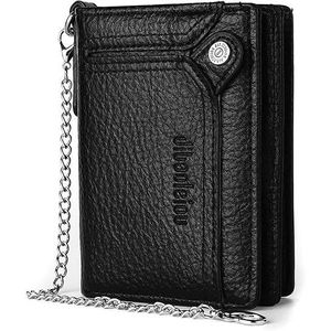 Portafoglio Bifold da Uomo in Ecopelle con Cerniera a Catena e Tasca Portamonete, Doppia Catena Antifurto, Idea Regalo - Product Image 1