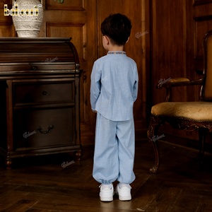 Chemise décontractée brodée 3D à col montant Babeeni, style Dubaï, tenues pour garçons, 100 % coton, sergé islamique modeste, OEKO-TEX - Product Image 6