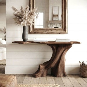 Table console en bois naturel sur mesure, table de couloir pour villa de luxe, entrée résidentielle, table d'entrée 100% artisanale - Product Image 1