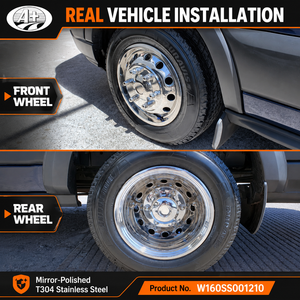 Juego de Tapacubos de Acero Inoxidable T304 de 16 Pulgadas para Ford Transit 350HD 2014 y Posteriores, Simulador de Rueda Atornillable - Product Image 3