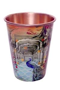 Verre à boire en cuivre Peacock Palace avec motif artistique en forme d'arche, artisanal, vaisselle décorative pour la maison traditionnelle, cadeau idéal - Product Image 4