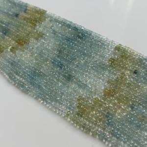Cuentas facetadas de aguamarina natural de 5-6 mm, hilo de piedras preciosas de aguamarina azul verdosa, cuentas sueltas de aguamarina para joyería - Product Image 4
