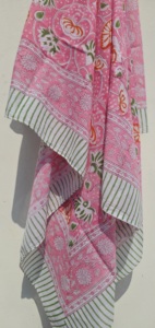 Cotton <b>Sarong</b> Pareo Beach Wrap, Hand Block Print <b>Bikini</b> Cover Up, Bohemian Lightweight Scarf for Women 100% Natural Cotton - Product Image 3