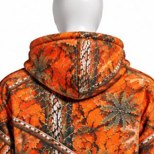 <b>Orange</b> Woodland Print Full Zip <b>Hoodie</b> <b>Mens</b> Casual Outdoor Hooded Sweatshirt with Drawstring Kangaroo Pockets Warm Winter Wear - Product Image 3