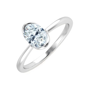 Bague de fiançailles et de mariage en or massif 10K 14K 18K avec diamant ovale de 0,3 carat cultivé en laboratoire, coupe ovale, DEF-VS - Product Image 2