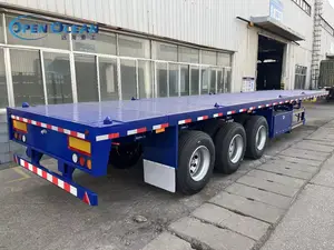 Low Price 3 Axles 40ft Flat Bed Semi Trailer Heavy Truck Trailer For Container Shipping