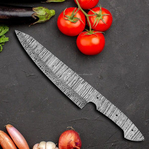 Cuchillo de Cocina Profesional de Acero de Damasco Forjado a Mano, Hoja Entera, 12.5 Pulgadas de Longitud Total, Disponible para DIY, OEM, ODM, Bajo Costo - Product Image 2