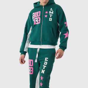 Mens Winter Zipper Tracksuit 100 percent Cotton Breathable Quick Dry Hooded Collar Solid Pattern Midweight Fashion Street Set - Product Image 6