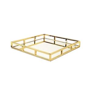 Miroir doré plateau artisanat miroir coiffeuse plateau maison mariage décoration cadeaux idées pièce maîtresse miroir plateau Premium - Product Image 3