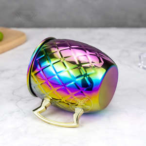 Taza de Acero Inoxidable Arcoíris, Taza de Café de Metal Martillado con Asa, Vajilla Colorida, Taza para Cócteles, Accesorios de Cocina y Bar - Product Image 4