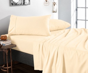 Luxury 400 TC Queen Size Bed Sheet Set – Premium Smooth Blanched Almond Cotton Fabric, <b>Comfortable</b> Durable High-Quality Bedding, - Product Image 1