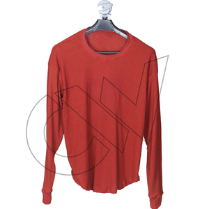 TMen's <b>Red</b> Long Sleeve O-Neck Knitted Pullover Casual Solid Color <b>Sweatshirt</b> Regular Fit Winter 100% Cotton Eco-Friendly Quick - Product Image 1